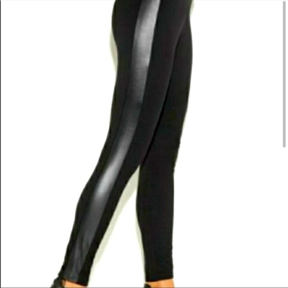 {The Limited} Black Women’s Faux Leather Stripe Leggings - Picture 2 of 9